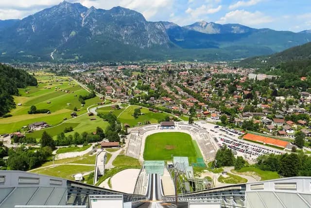 garmisch, partenkirchen, nature, bavaria, garmisch partenkirchen, ski jump, outlook, mountains, landscape (foto: garten-gg)