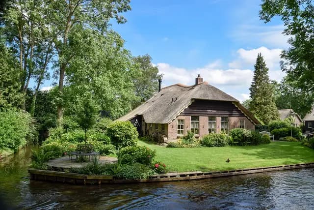 giethoorn, house, canal, village, netherlands, dutch, architecture, nature, channel, waterway, water, europe (foto: 3345557)