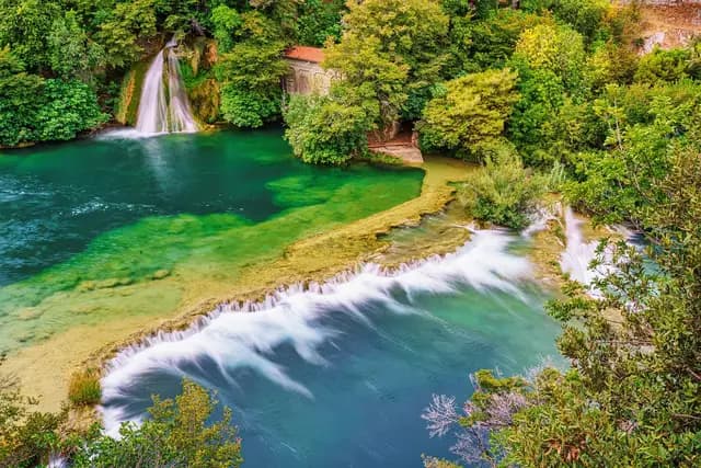 krka, river, waterfall, waterfalls, croatia, nature, water, landscape, forest, trees, krka river, waterfall, waterfall, waterfall, waterfall, waterfall, croatia, nature (foto: rperucho)