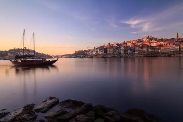 porto, portugal, river, douro, sunset, blue hour, city, tourist, night, boat, nature, boats, darling, afternoon, landscape, sea, calm down, reflection, tourism, port, duero, or porto (foto: vjgalaxy)