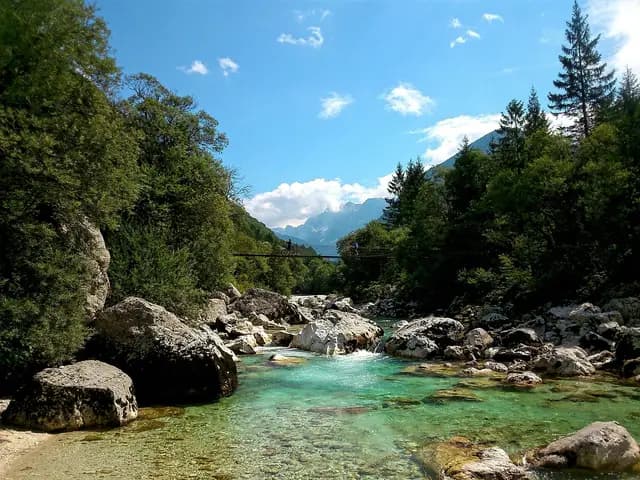 river, landscape, bridge, nature, outdoor, environment, soča, slovenia, water, forest, trees, green, rocks, water stream, mountains, soča, slovenia, slovenia, slovenia, slovenia, slovenia (foto: Niksy)